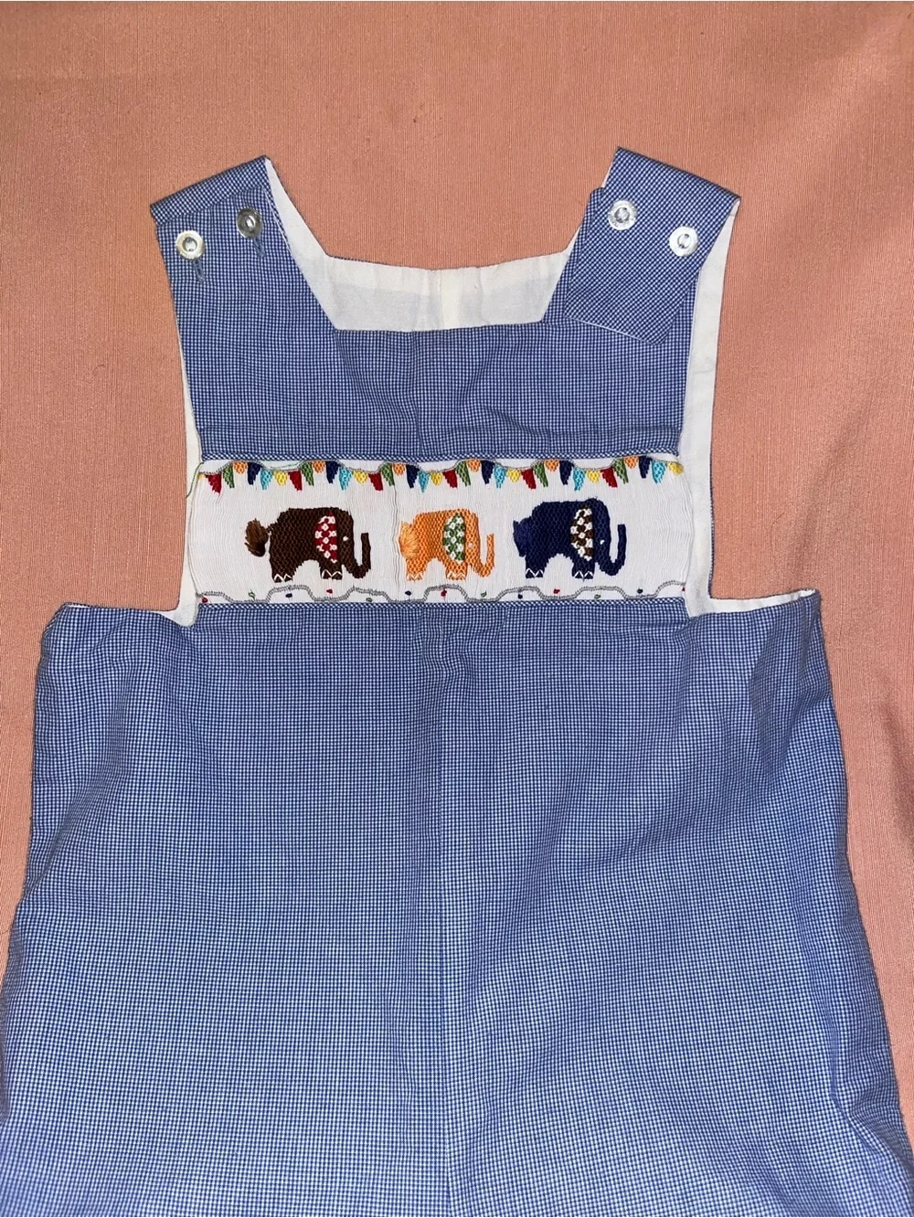 Little English Light Blue Gingham Baby Romper
